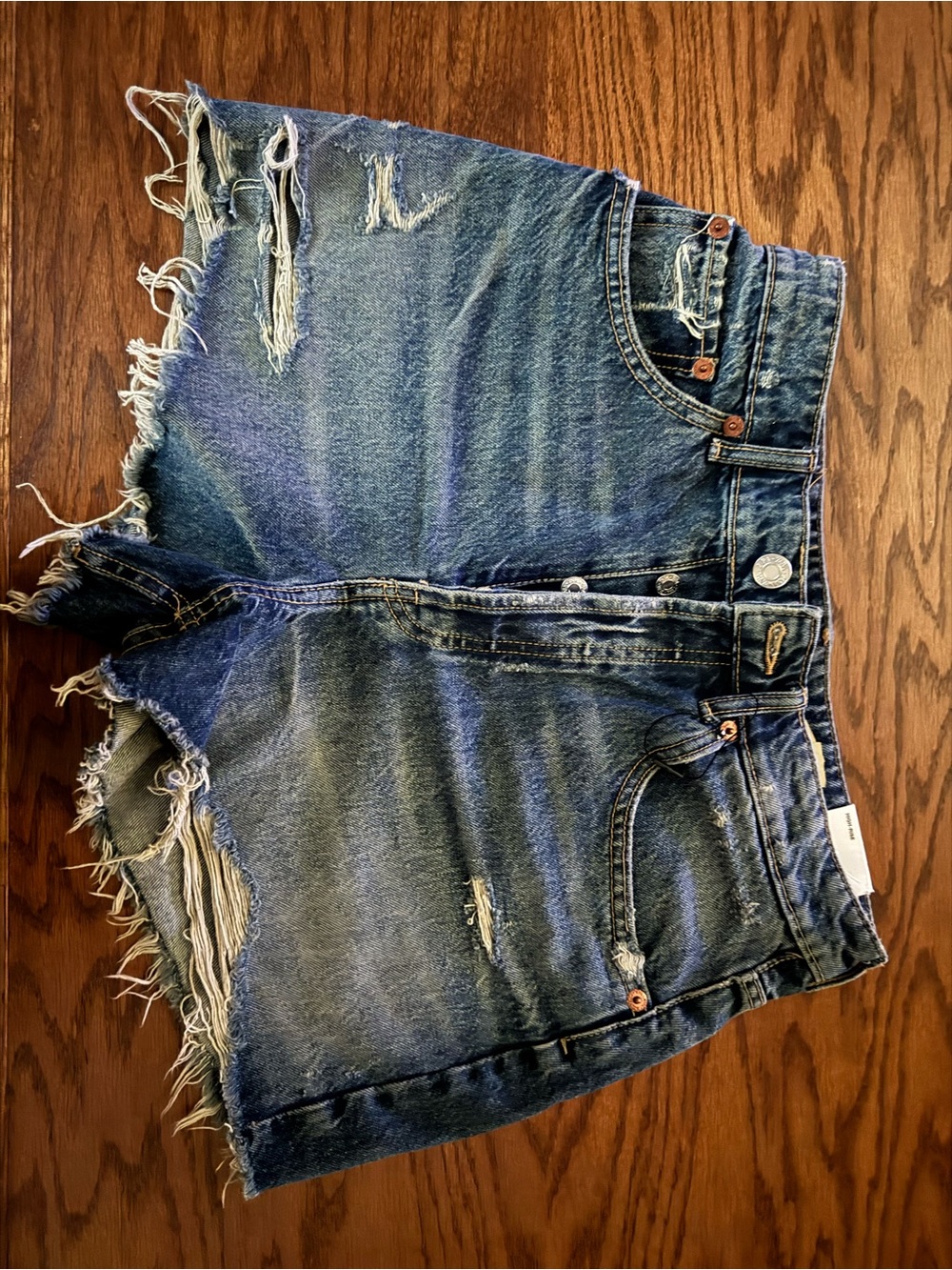 Zara Distressed Denim Cutoff Shorts - Blue